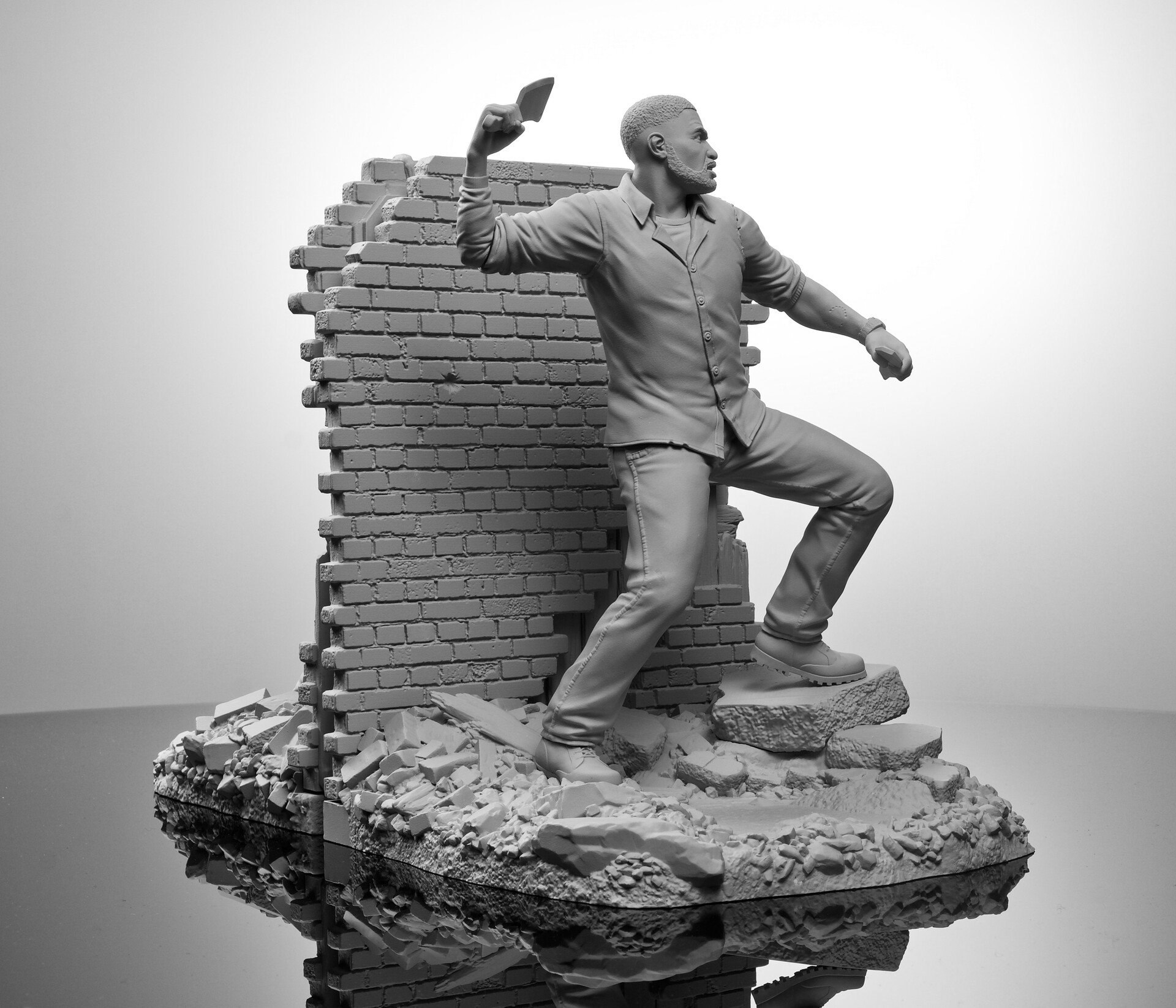 The walking dead lee and clementine outlet statue