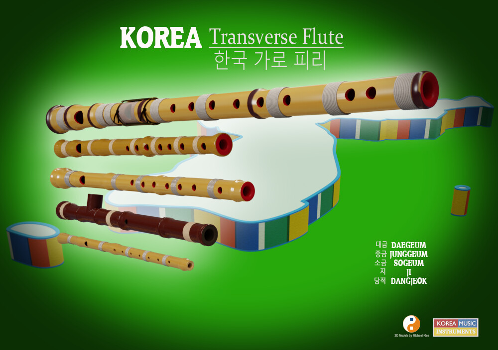 Korea Transverse Flutes Side View end