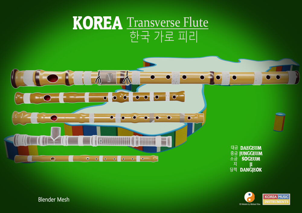 Korea Transverse Flutes Wireframe