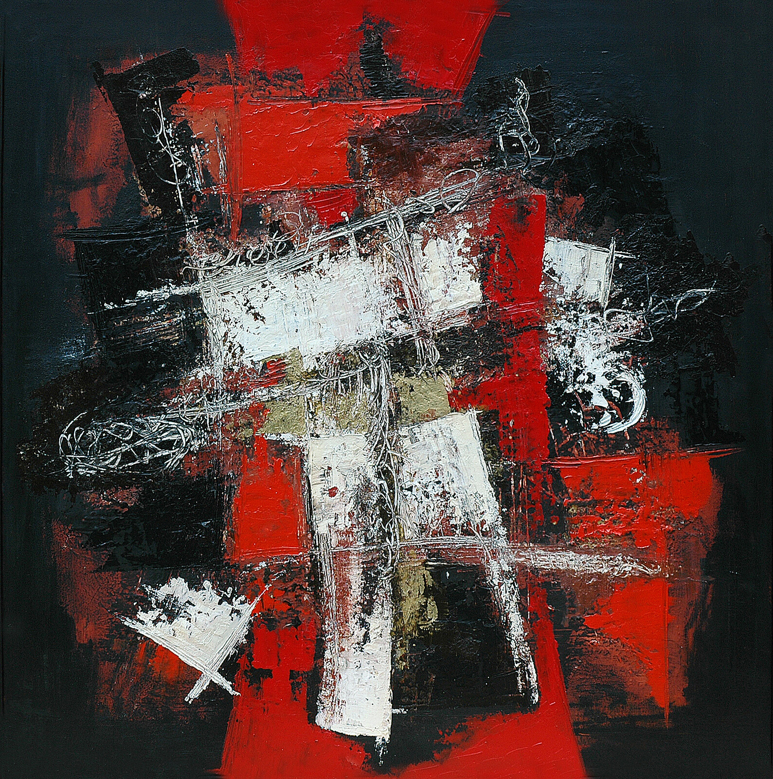 Mut-azione 90 x 90 acrylic oil and plaster on canvas