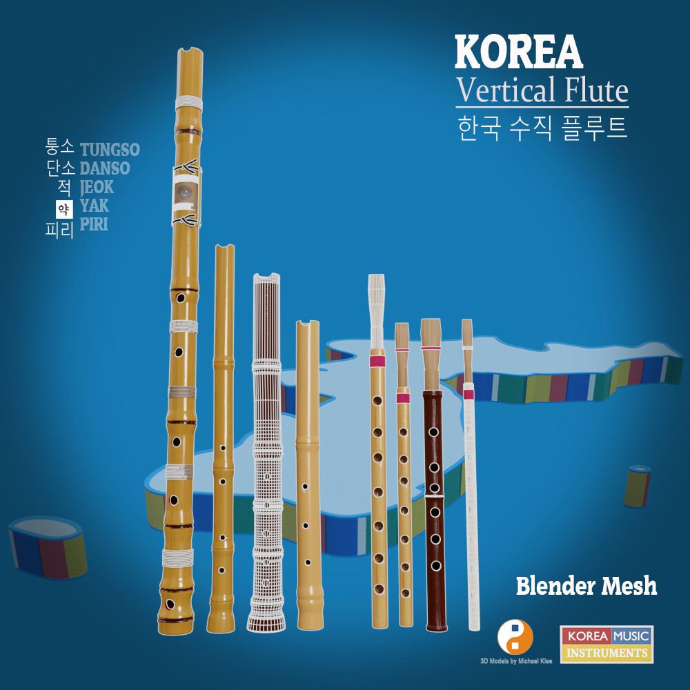 Korean Vertical Flute Wireframe