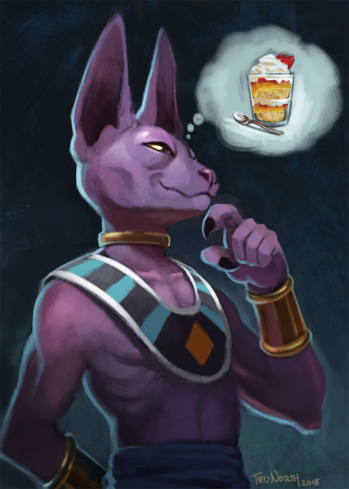 Fan art of Beerus from Dragon Ball Super.