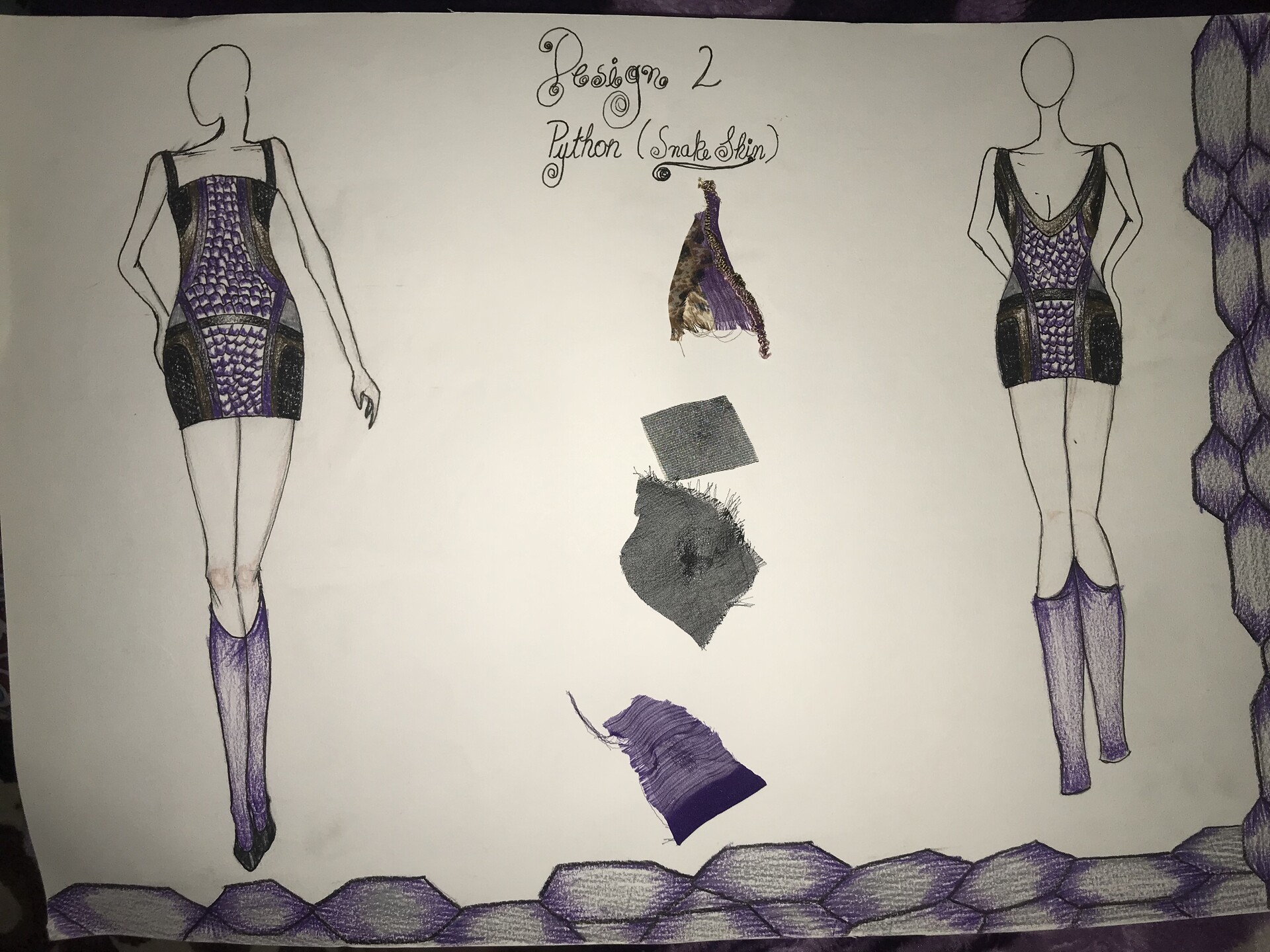 ArtStation - snake print dress design