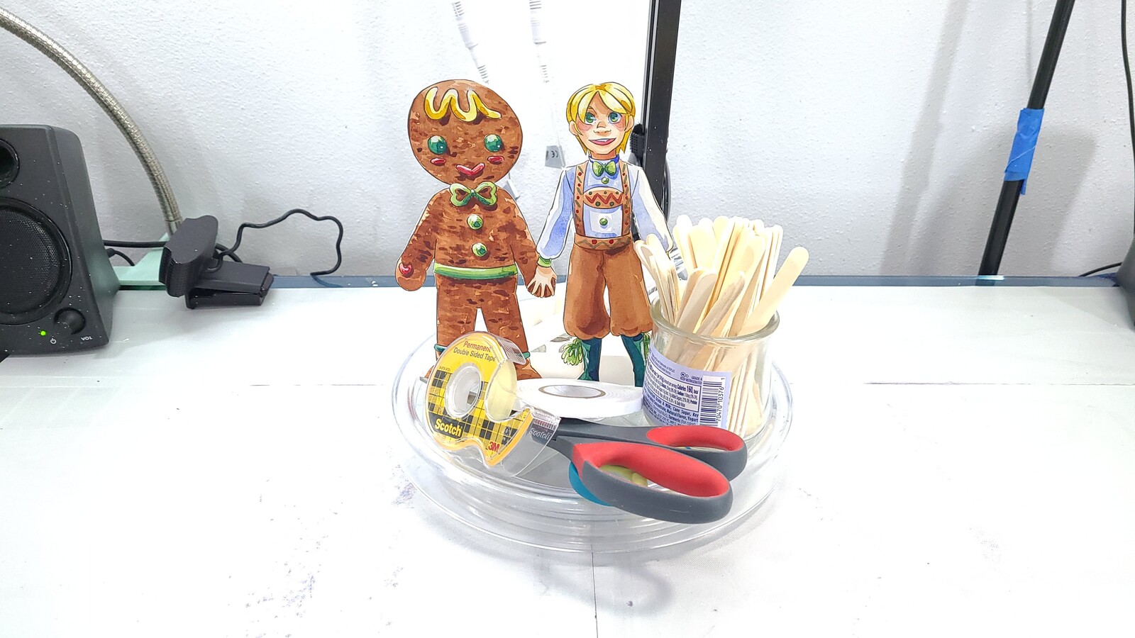 Papercraftmas Day 4: Gingerbread Boys with materials used for assembly