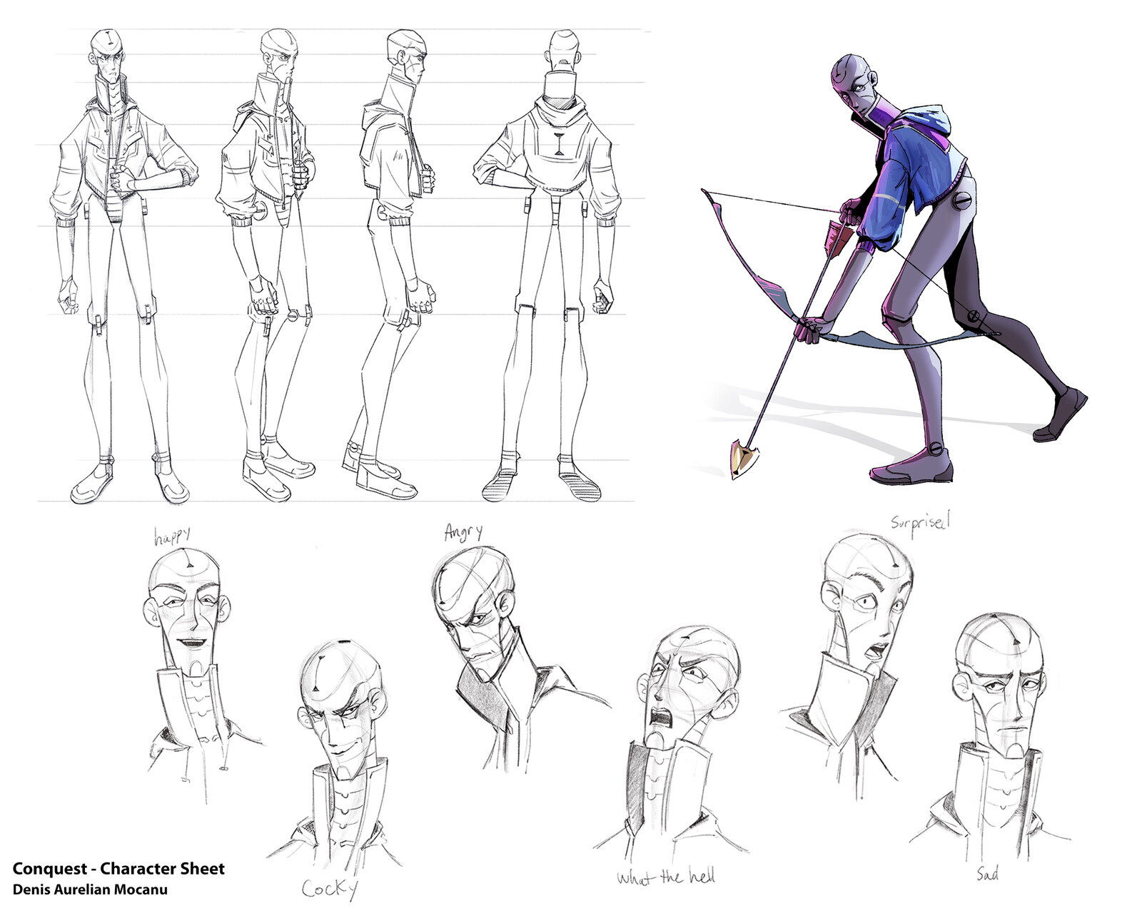 Secondary pose colored + facial emotions