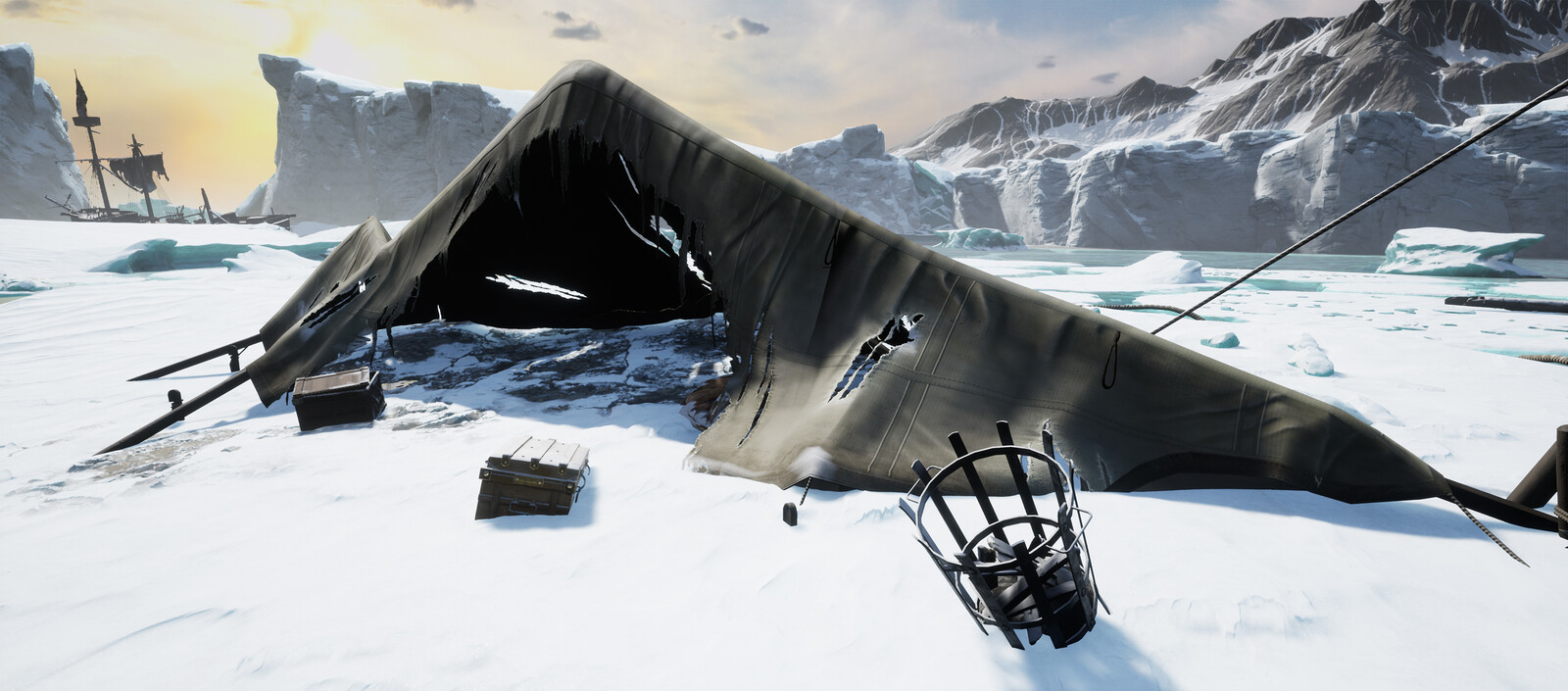 Collapsed tent
