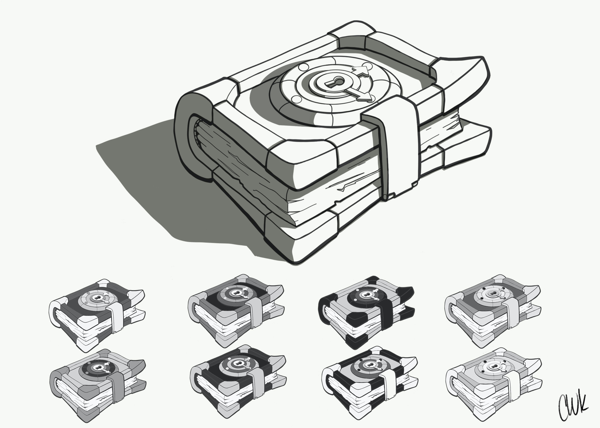 Value concept of the Enchanted Book. I incorporated the lock into a clock mechanism for an easier animated design.