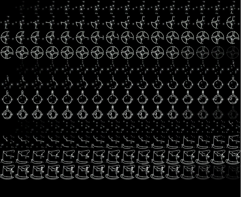 A look at the finalized spritesheet, which contains 256 frames split over 4 different 64x sprites, all in a neat and tiny 1.33MB VTF file, thus solving the size problem.