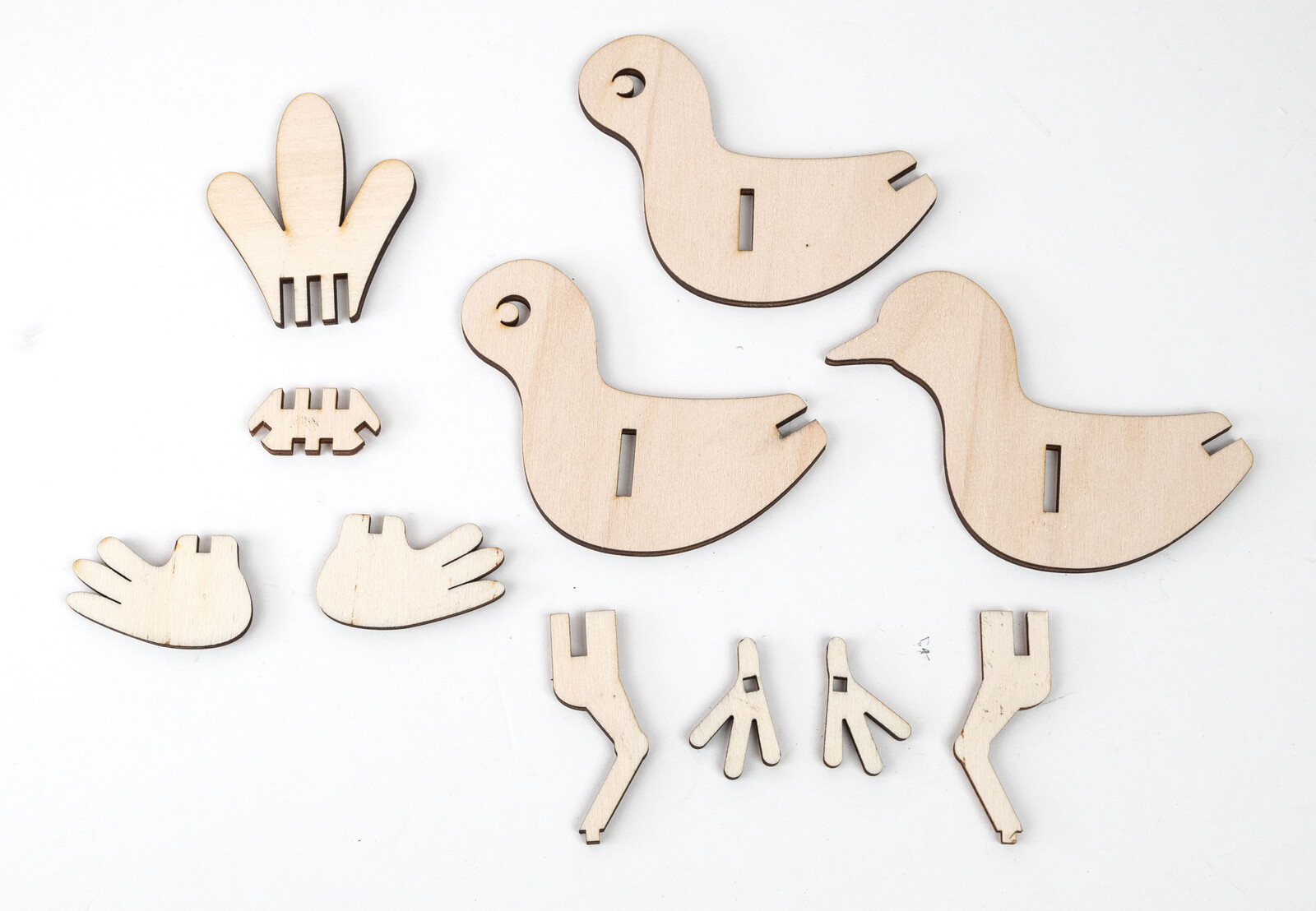 Parts cut out on the laser cutter from 3mm plywood