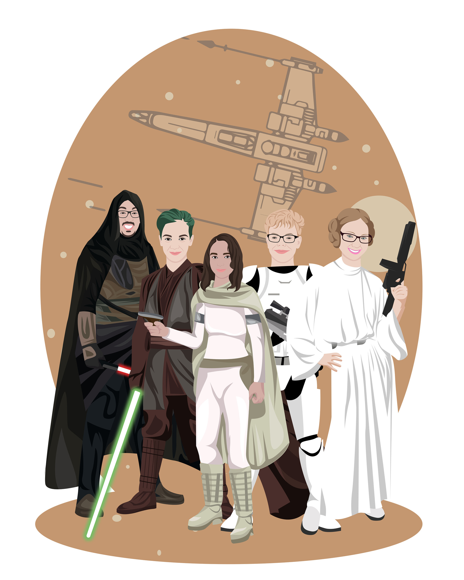 ArtStation - Vector custom family portrait with Star Wars characters