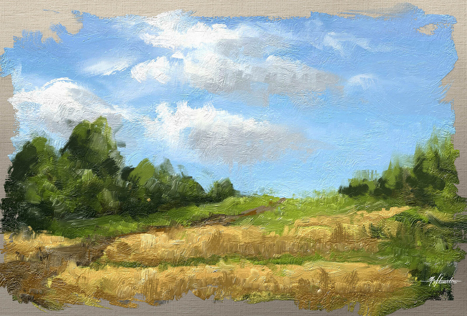 Cornfields - Digital Landscape Art - Oil Artistic Painterly Style