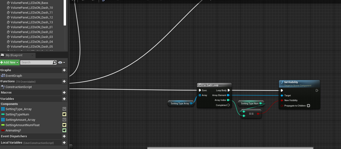 Setting Type Toggle - Using a for each loop I am able to select Volume, Treble, Bass, or Reverb adjustments.