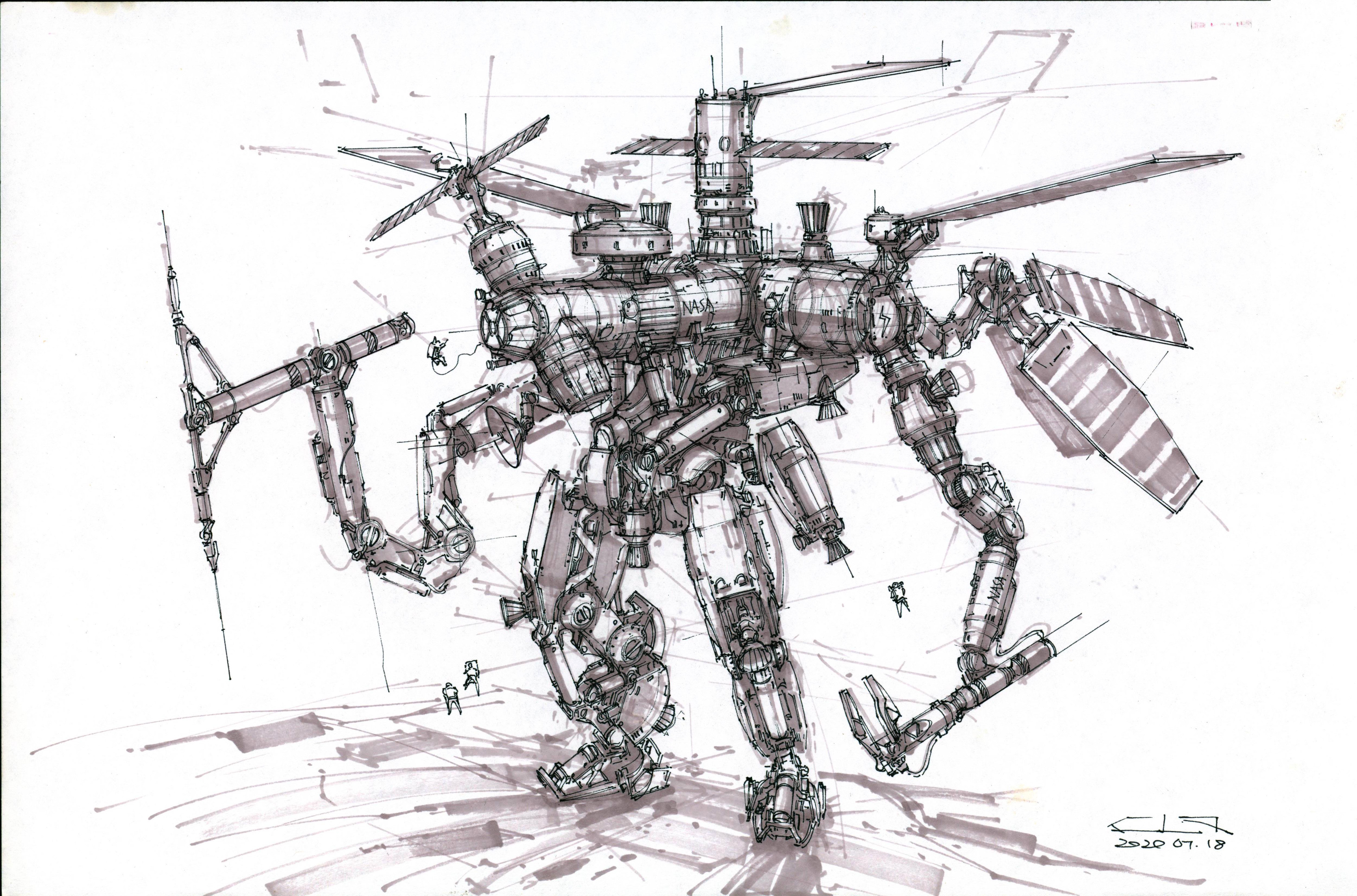 Michal Kus  Mech sketch  Traditional