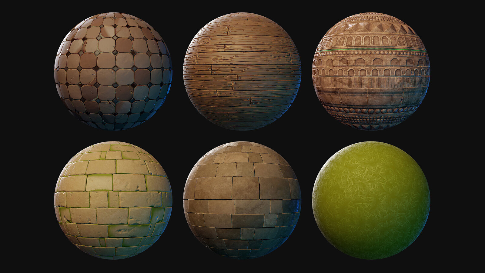 Some of the materials used throughout the game.