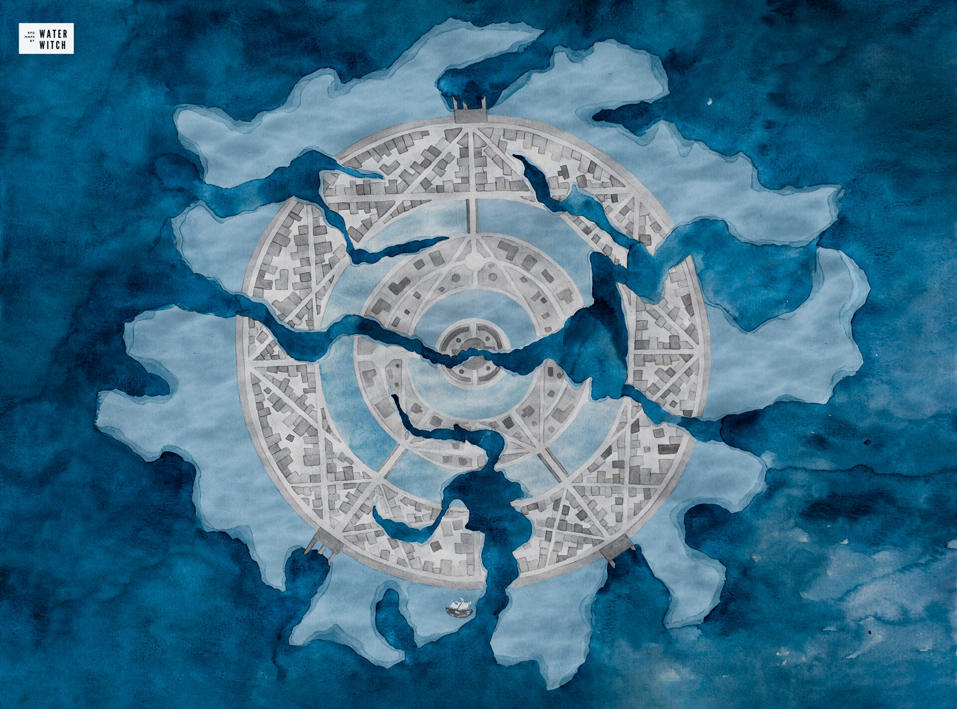 ArtStation Fantasy map of underwater city Nuaria