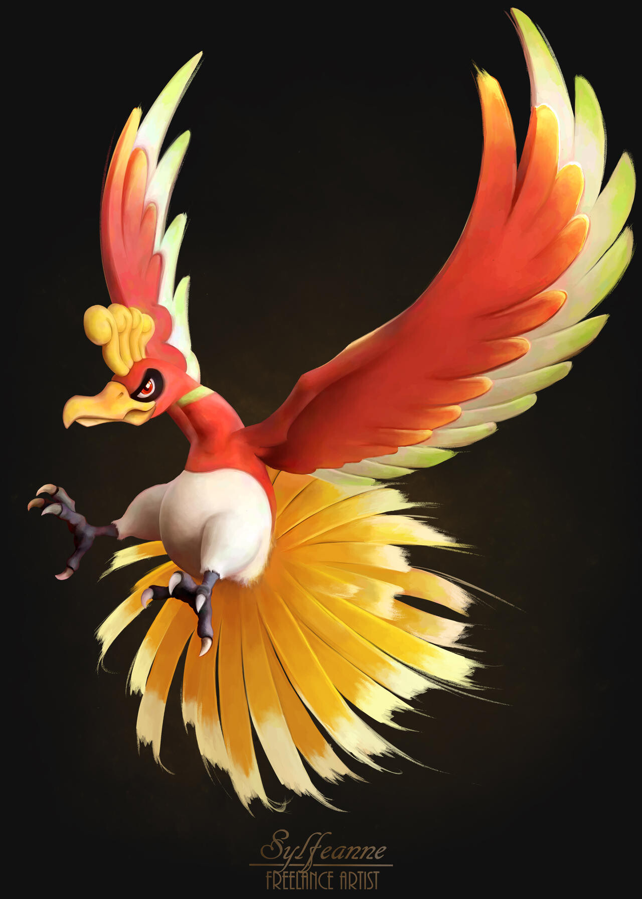 Ho-Oh the Legendary Rainbow Bird, Guardian of The Land