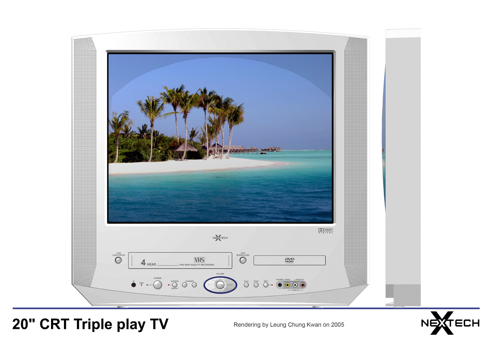 💎 20" Triple Play TV | Rendering by Leung Chung Kwan on 2005 💎
Brand Name︰NEXTECH | Client︰Star Light Electronics Co., Ltd.