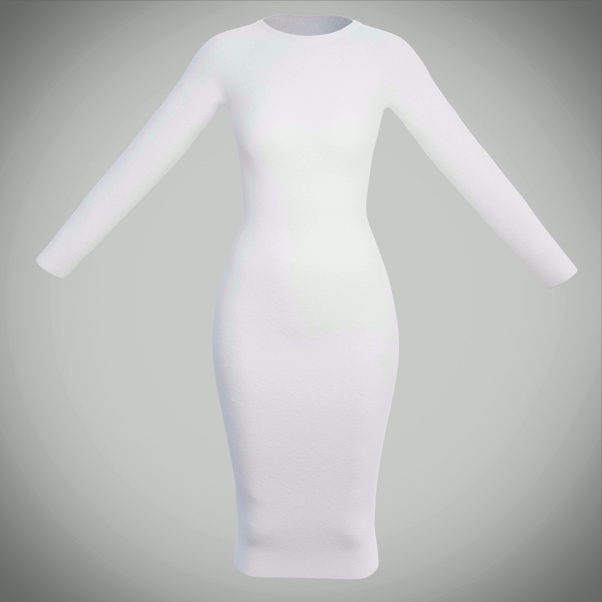 ArtStation - White bodycon midi dress - 3D model