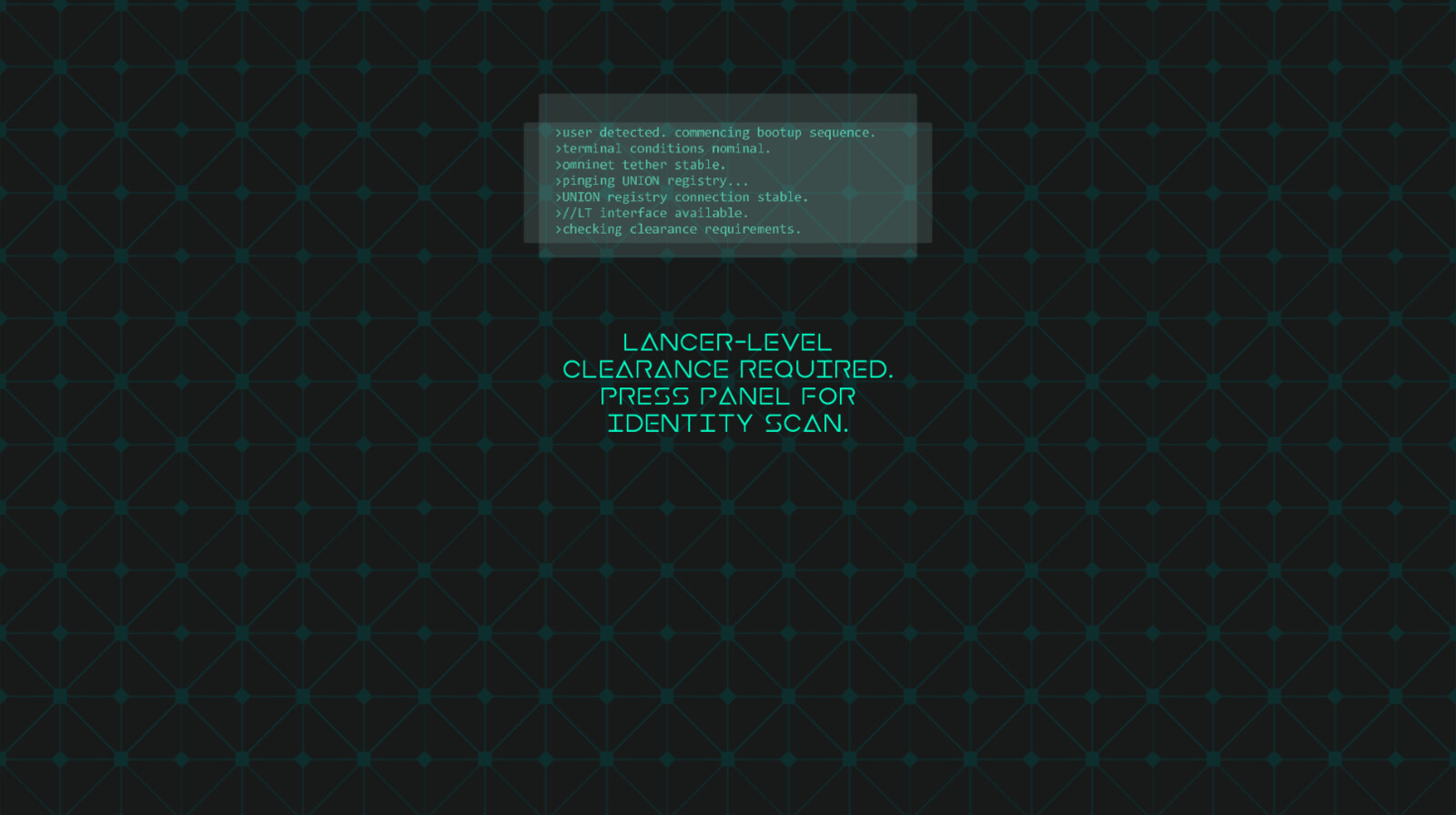 launch screen. I wanted the UI to feel diegetic to the Scifi setting, so I wanted to prominently feature faux console messages, and use fonts to represent that accordingly.