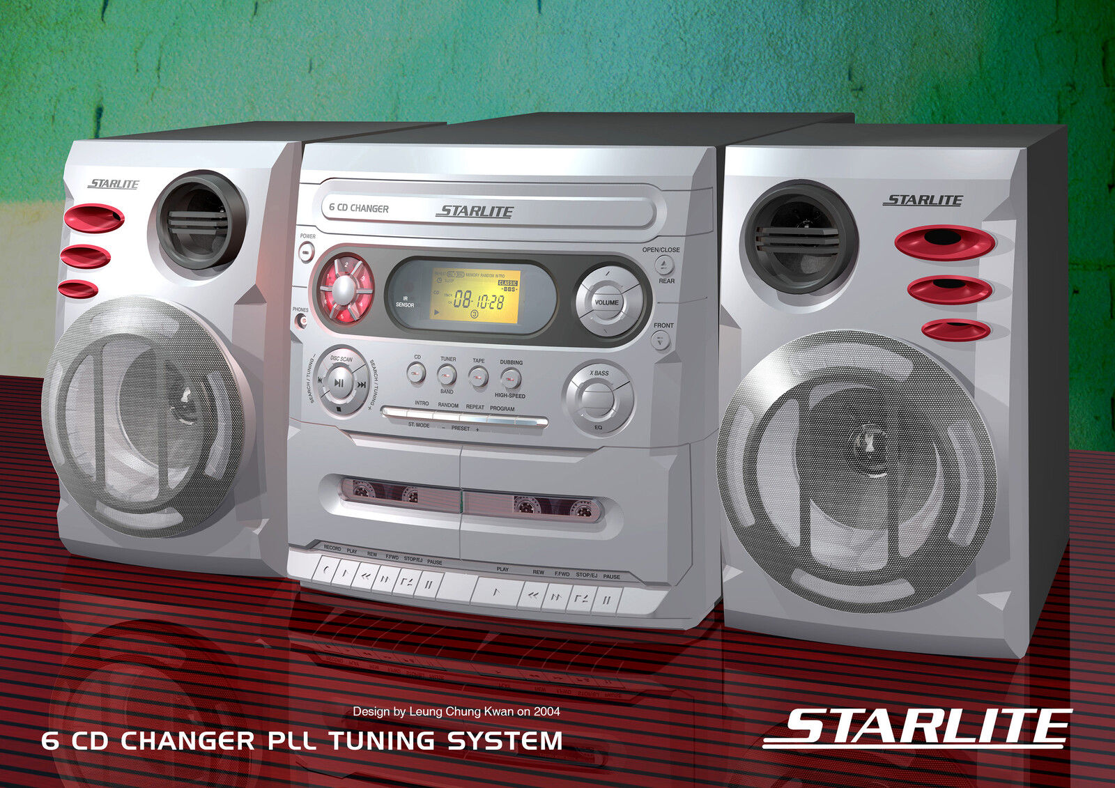 💎 6 CD Changer PLL Tuner with Double Cassette Hi-Fi | Design by Leung Chung Kwan on 2004 💎
Brand Name︰Starlite | Client︰Star Light Electronics Co., LTD.
Other Views︰http://bit.ly/sl02c-6cd-pll-double