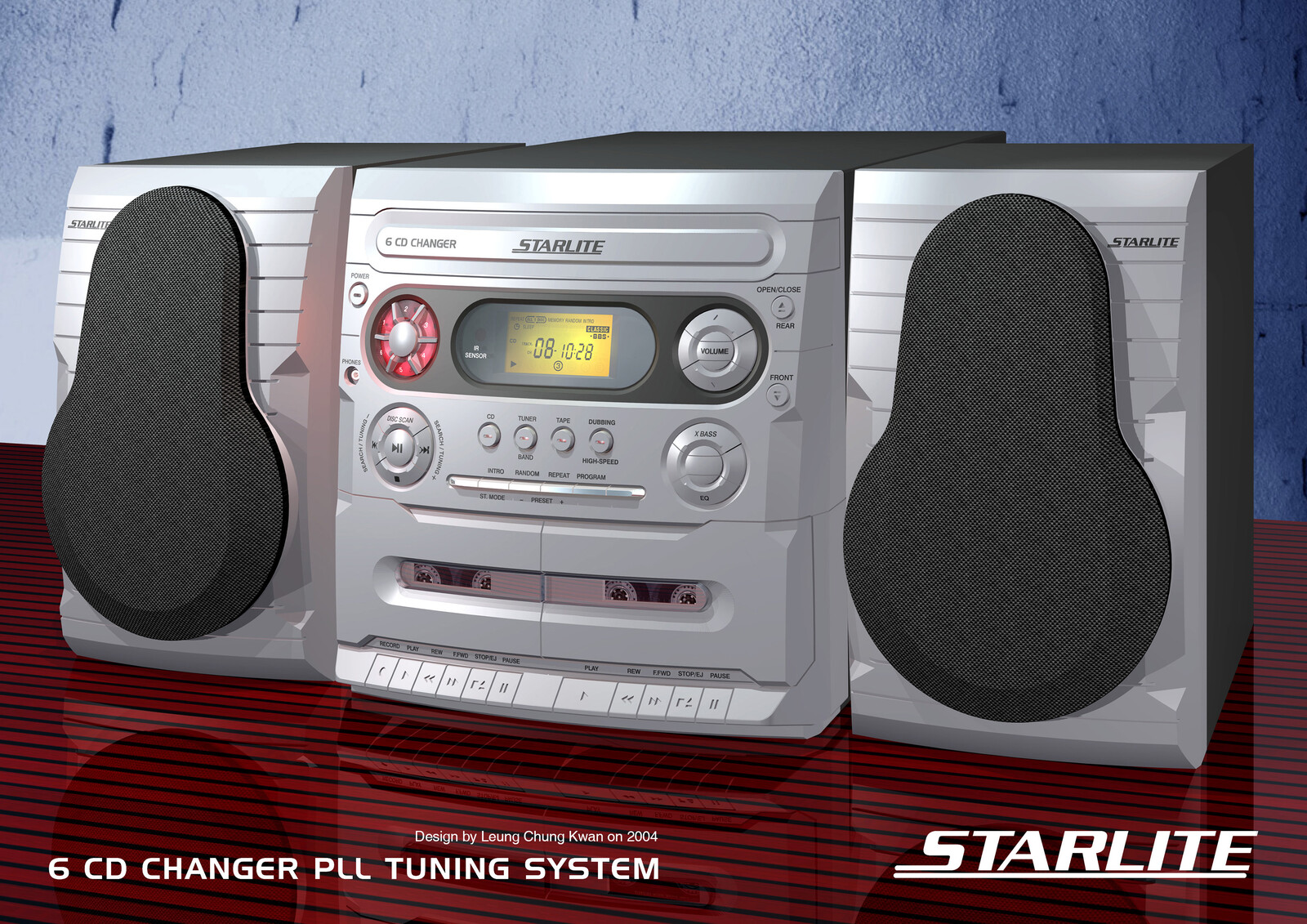 💎 6 CD Changer PLL Tuner with Double Cassette Hi-Fi | Design by Leung Chung Kwan on 2004 💎
Brand Name︰Starlite | Client︰Star Light Electronics Co., LTD.
Other Views︰http://bit.ly/sl02d-6cd-pll-double