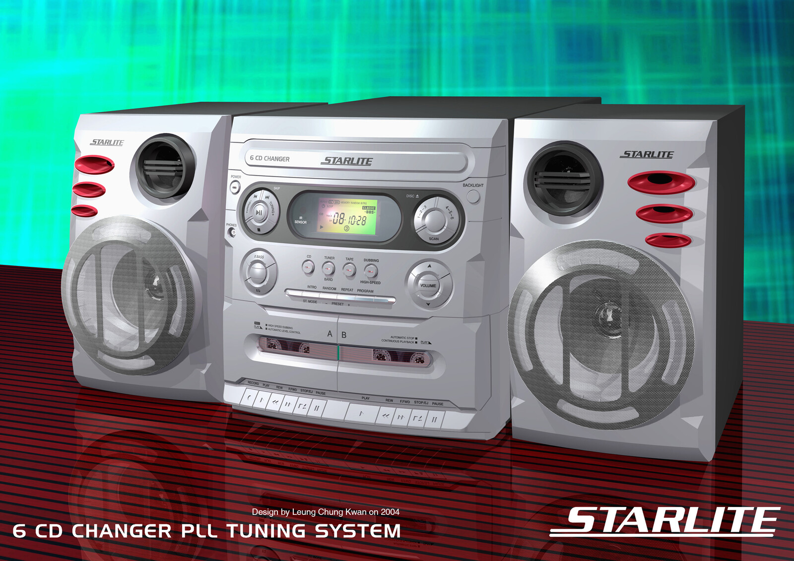 💎 6 CD Changer PLL Tuner with Double Cassette Hi-Fi | Design by Leung Chung Kwan on 2004 💎
Brand Name︰Starlite | Client︰Star Light Electronics Co., LTD.
Other Views︰http://bit.ly/sl02f-6cd-pll-double