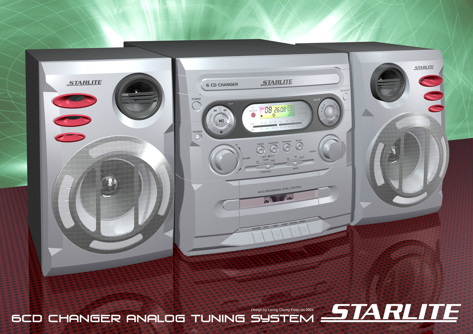 💎 6 CD Changer Analog Tuner with Single Cassette Hi-Fi | Design by Leung Chung Kwan on 2004 💎
Brand Name︰Starlite | Client︰Star Light Electronics Co., LTD.
Other Views︰http://bit.ly/sl03a-6cd-analog-single