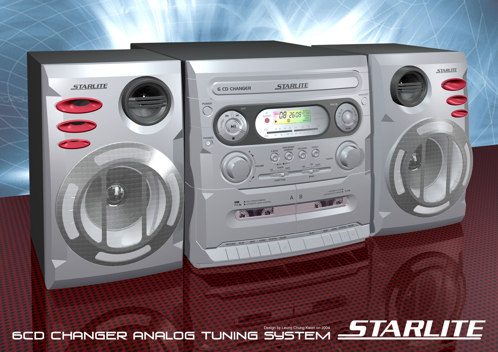 💎 6 CD Changer Analog Tuner with Double Cassette Hi-Fi | Design by Leung Chung Kwan on 2004 💎
Brand Name︰Starlite | Client︰Star Light Electronics Co., LTD.
Other Views︰http://bit.ly/sl03b-6cd-analog-double