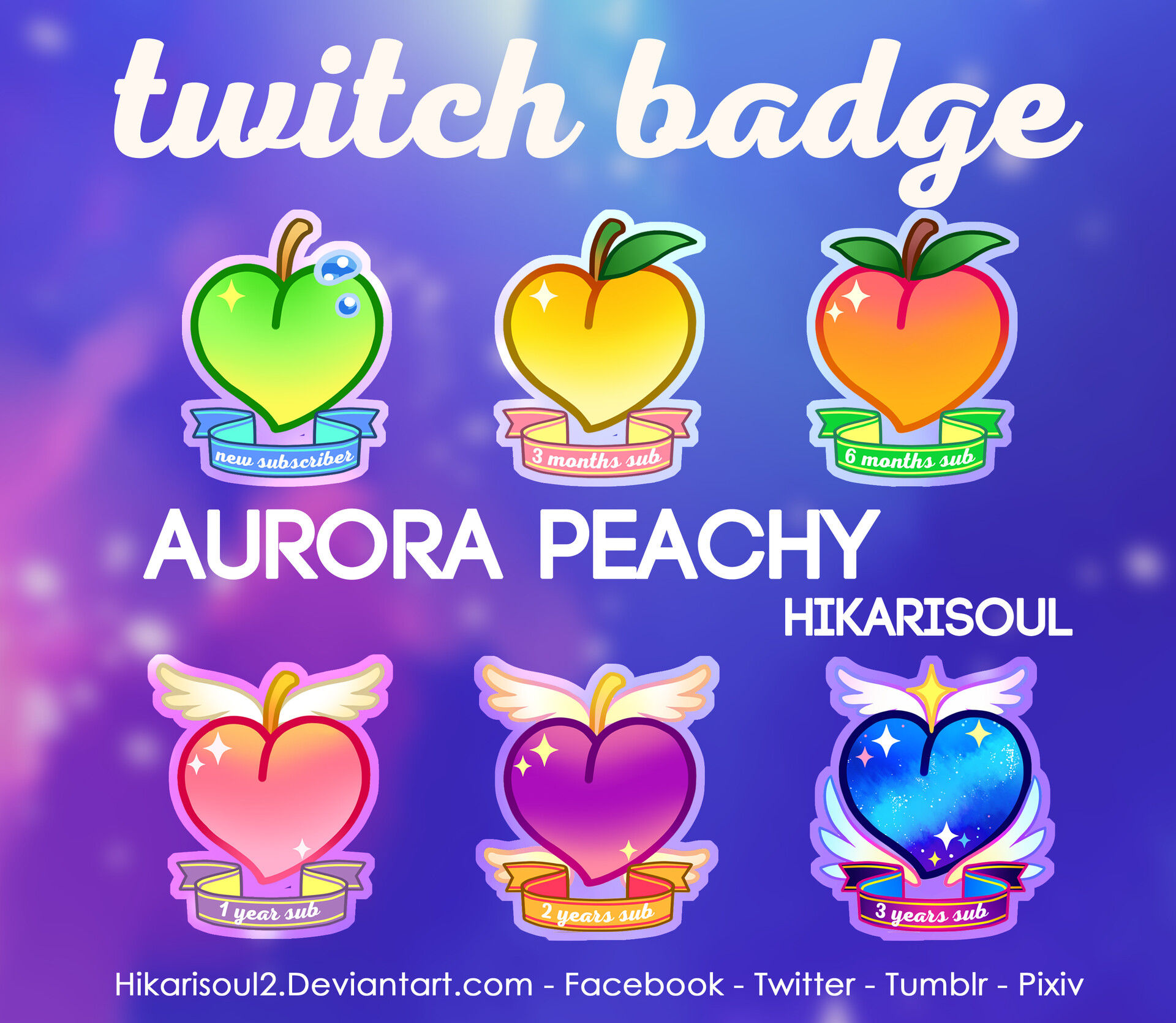 ArtStation - Twitch Badge Sample: Aurora Peachy badges Remake 2018