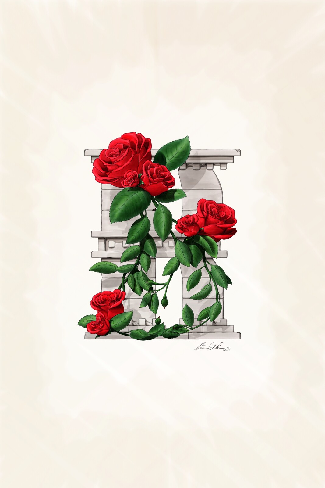 Completed work using watercolor brushes in Painter
