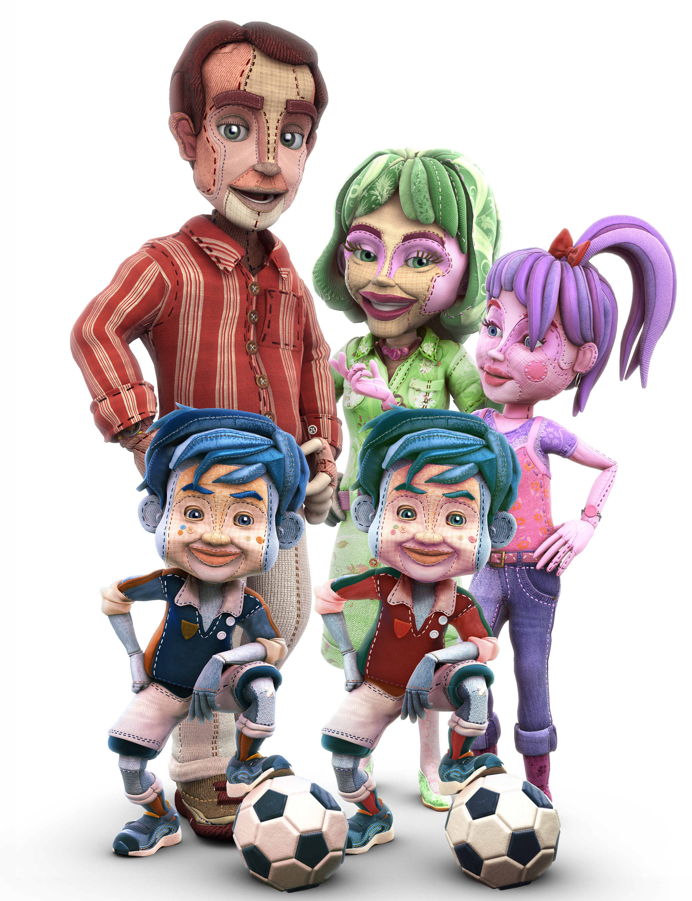 Final 3D client character sign-off visual. The father and mother had many client directed alterations.