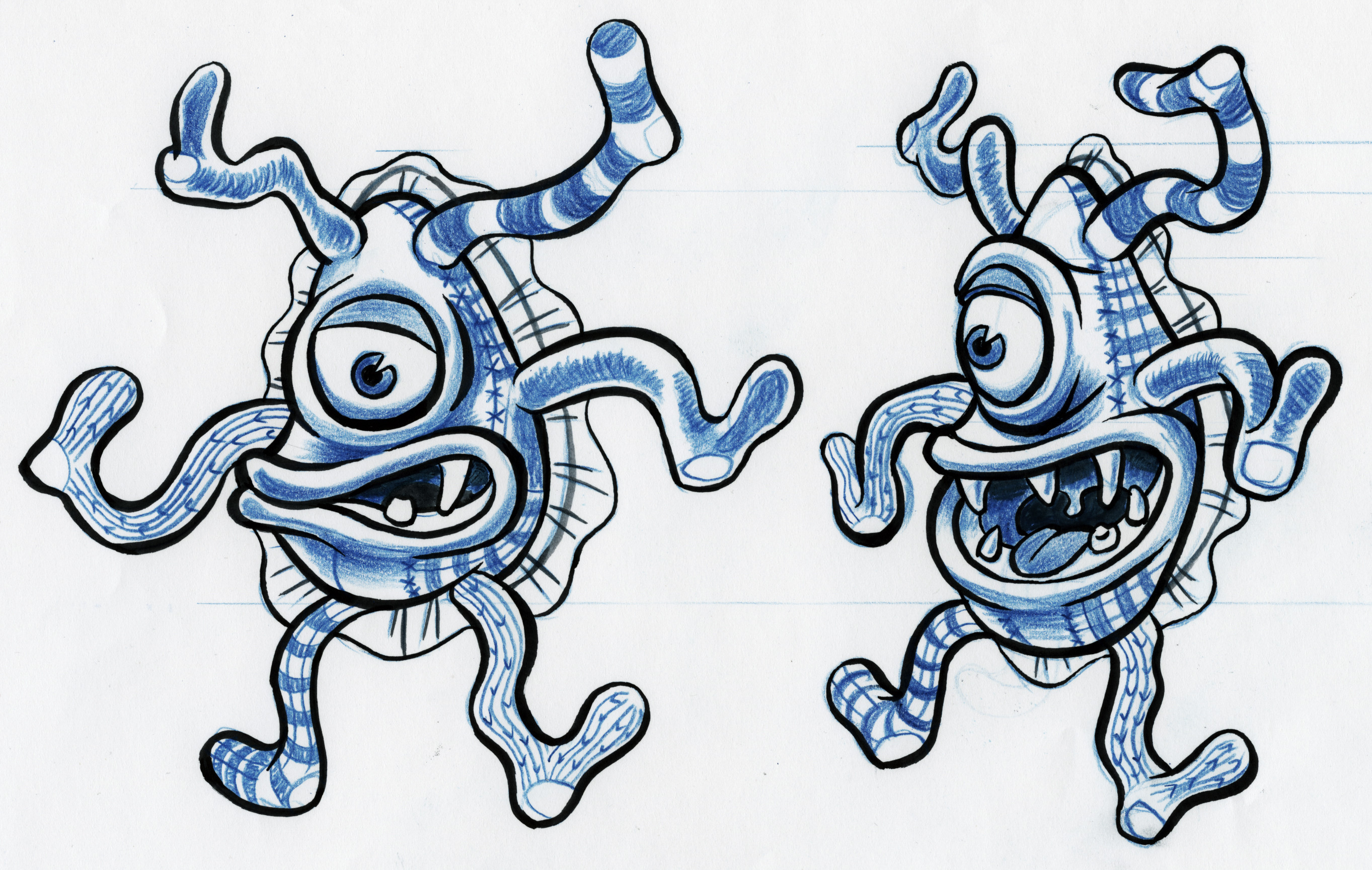 For one of the many Cloth World TVCs I directed I needed to concept a sweat monster. Amoeba-like but with stinky socks for flagella the character came to life in the first TVC created for India.