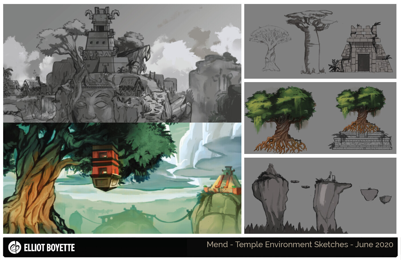 Getting a vibe for the environment and foliage. Early idea for the central tree is here. 