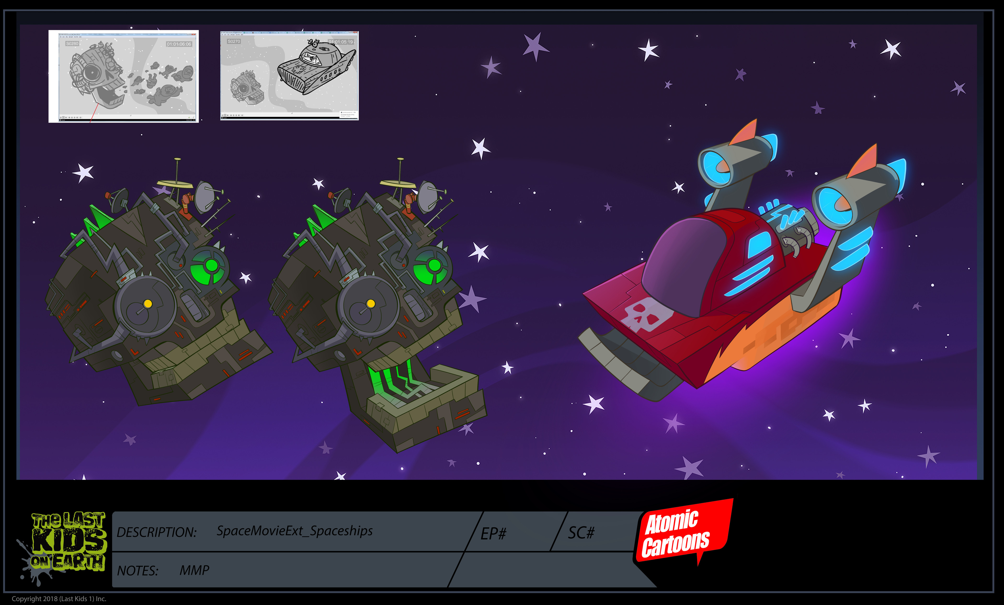 Big Mama Spaceship and Zombie Skull Space craft