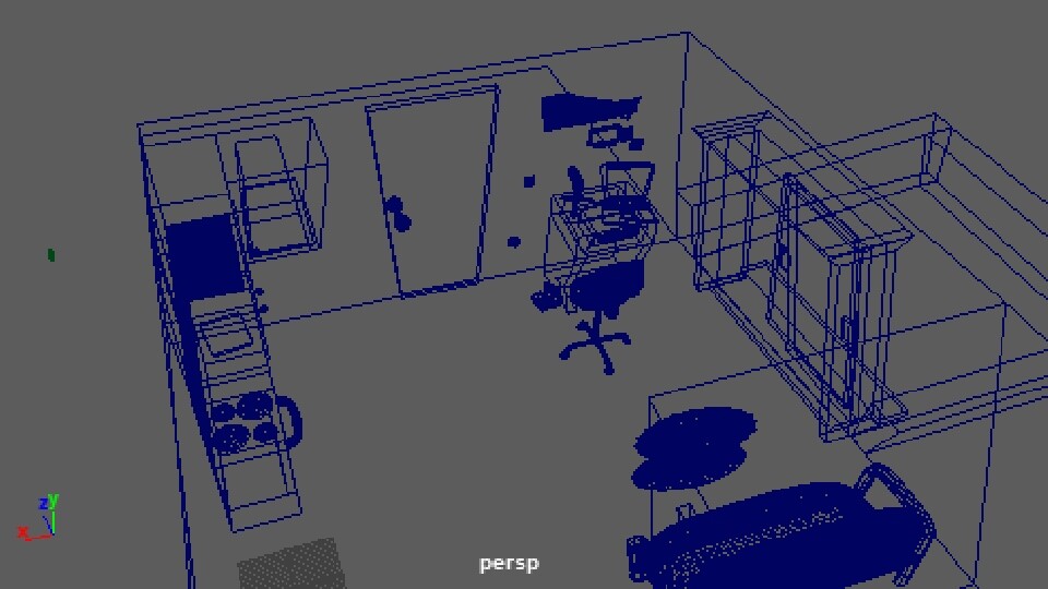 Wireframe view of 3D environment.