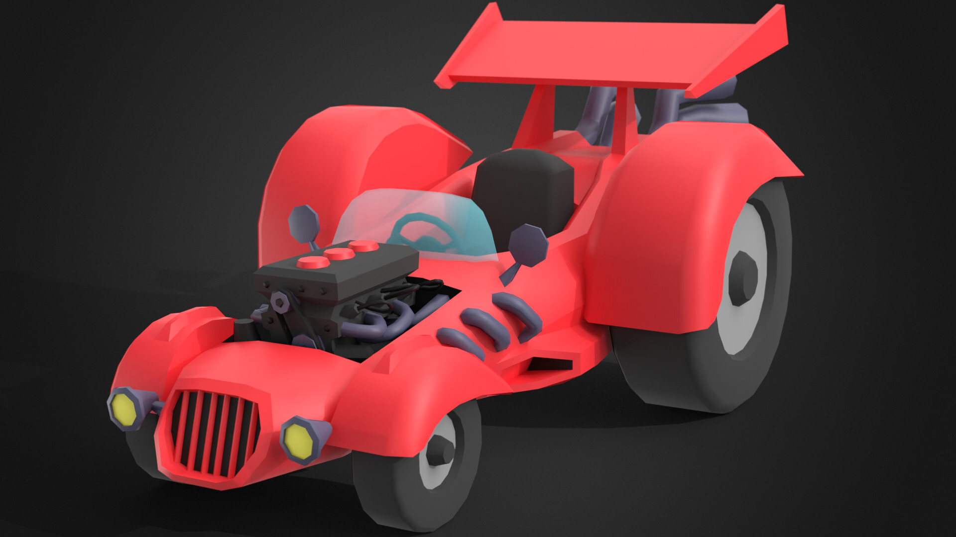 Aleksandr Kostin - Cartoon Hot-Rod Racing Car Low-poly 3D model