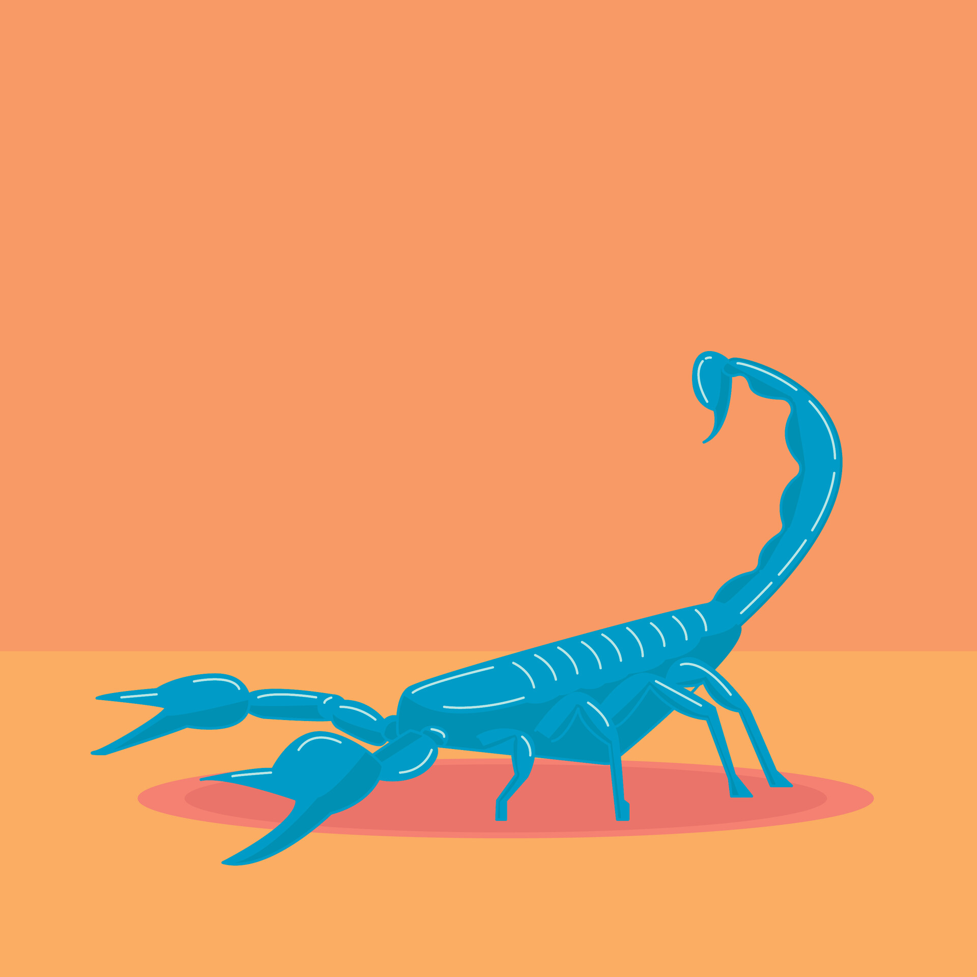 Скорпион арт на синем фоне