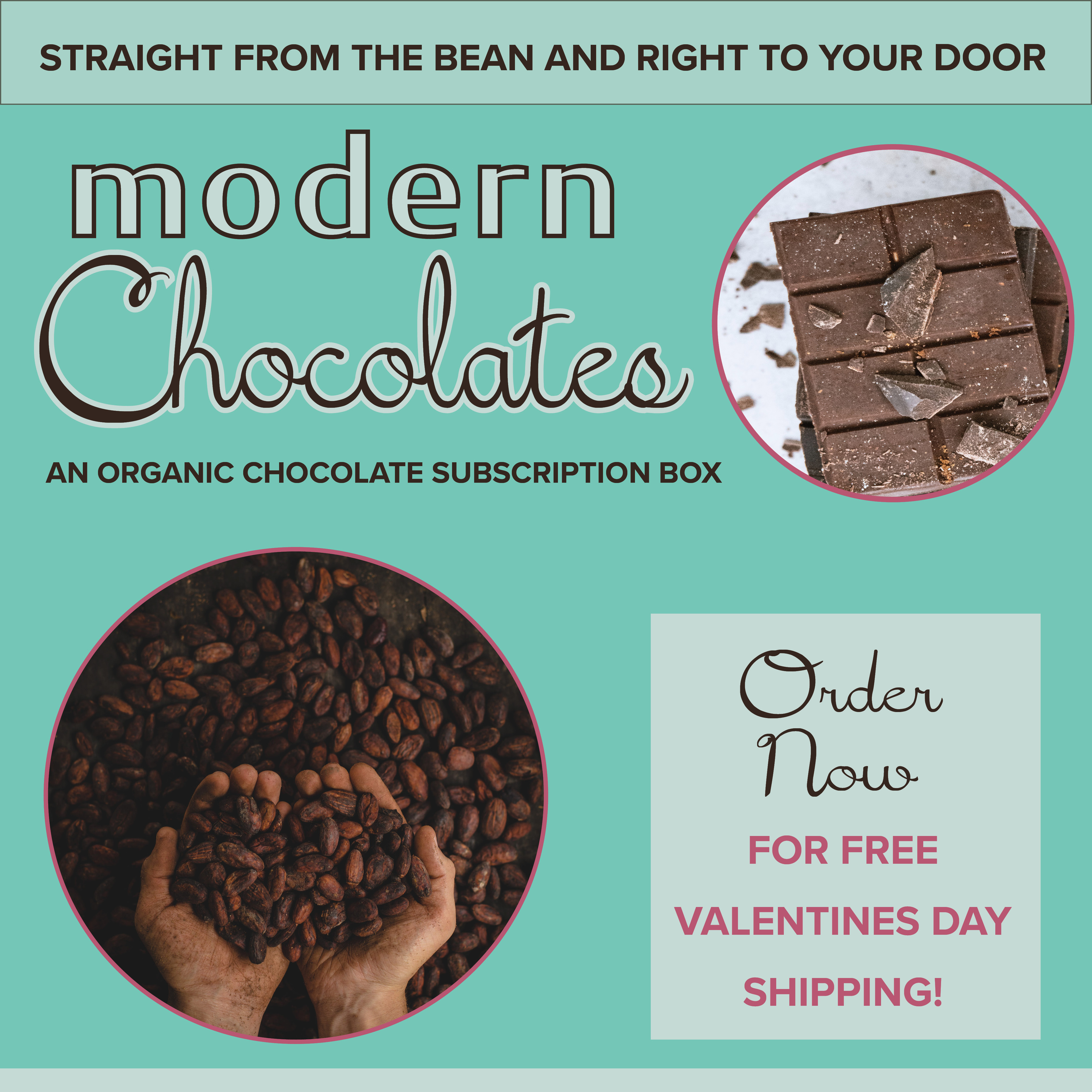 The second ad post for Modern Chocolates, this time advertising free shipping for Valentines Day.