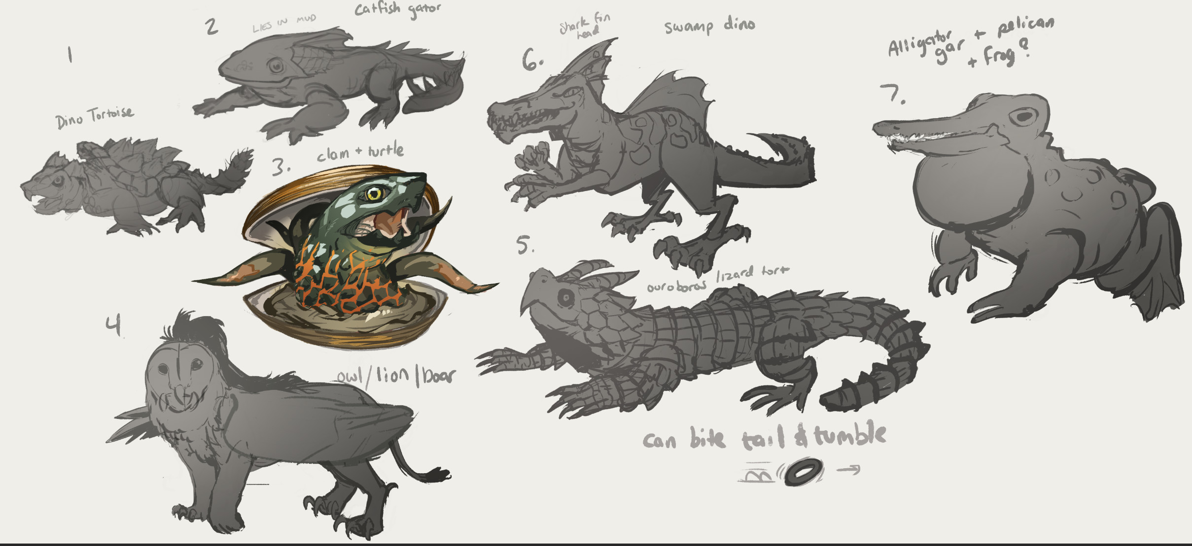 First round exploration. Trying different combos of swamp creatures combined together. 
