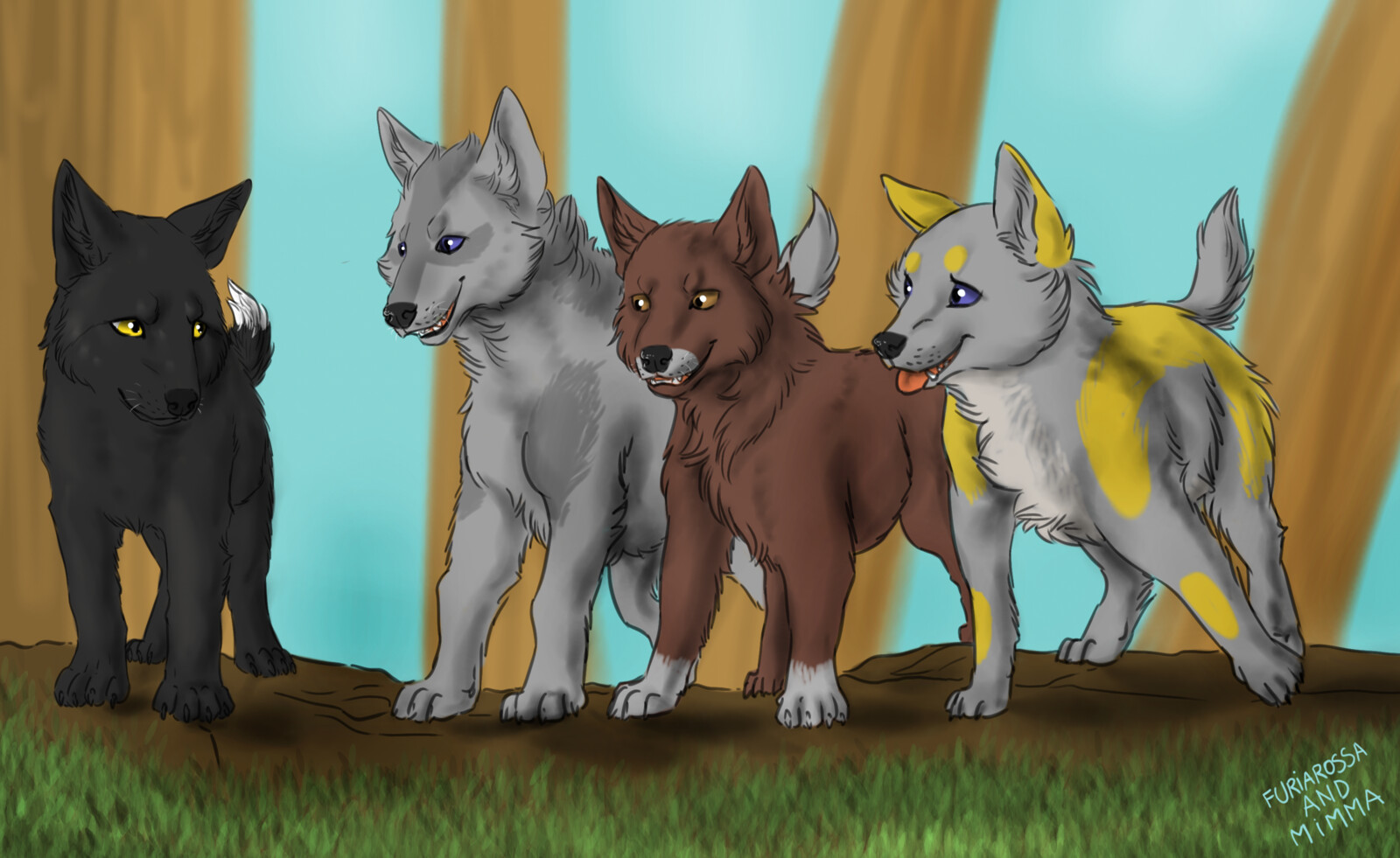 The other pups of the pack are sneering at Alex, because he's just an omega, while they are all sons and daughters of the higher ranks of the packs... poor puppy!
