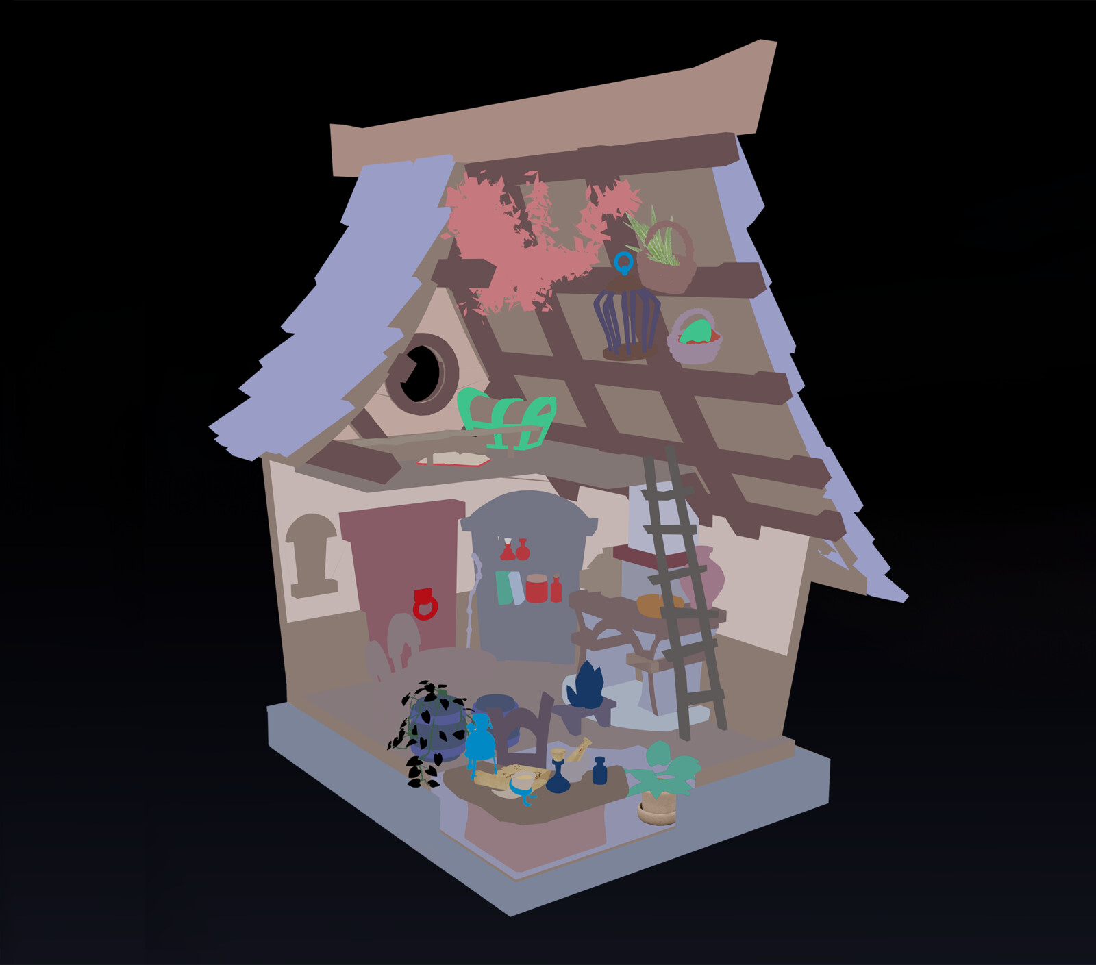 colored masks (you can make them in blender)It will help you to draw in photoshop