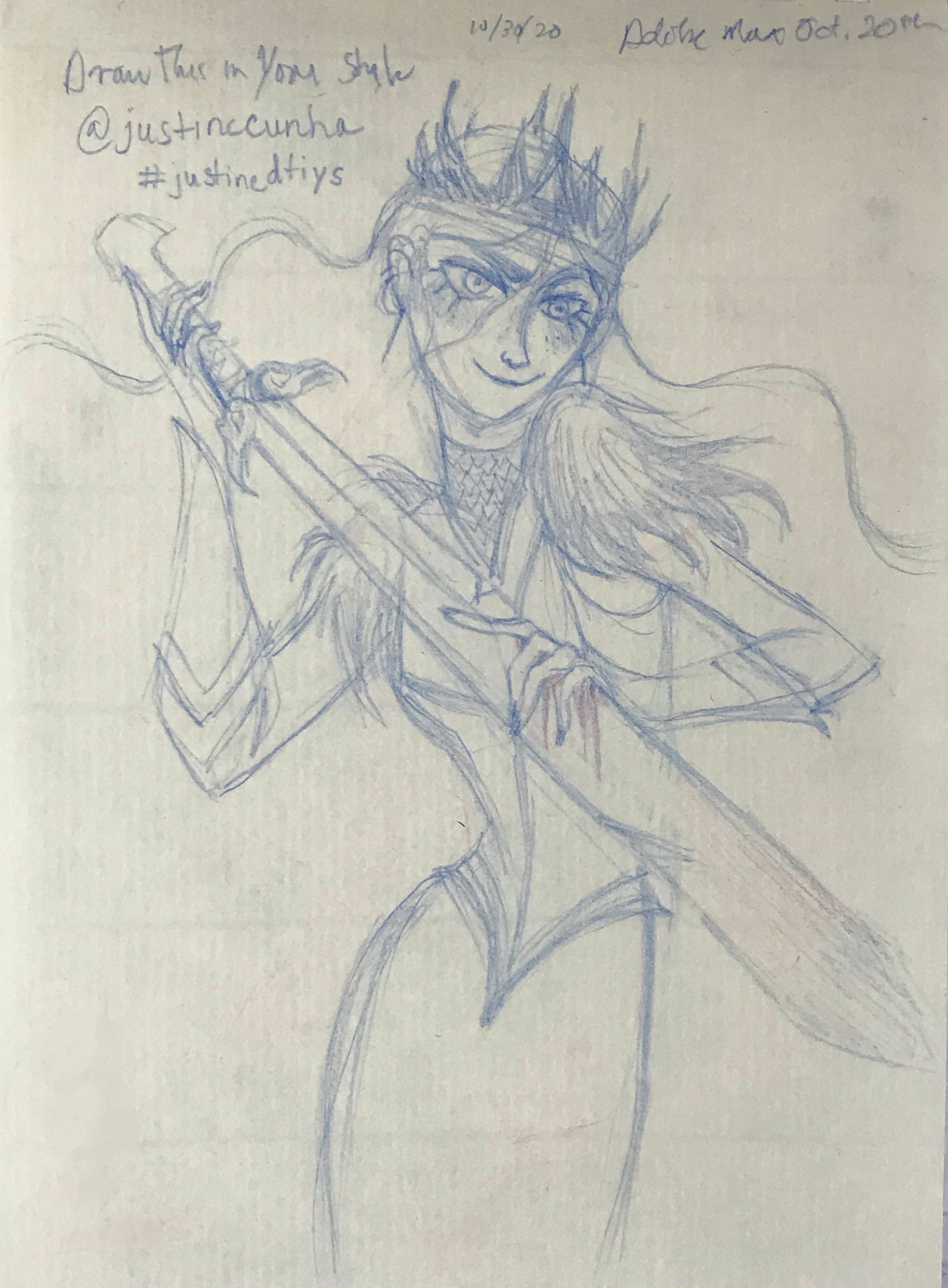 1) pencil sketch