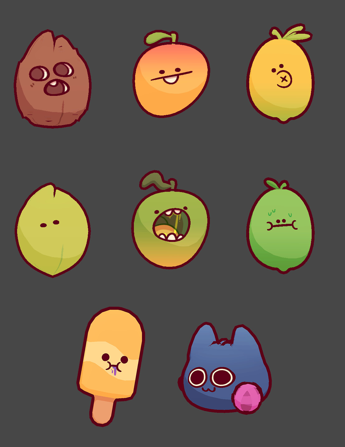 Just a few of the various fruits that I created