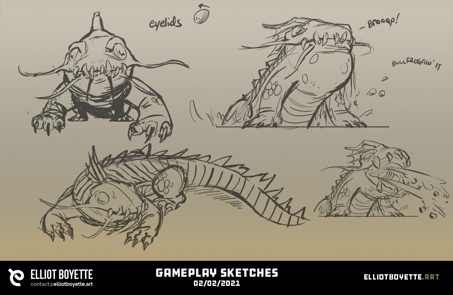 Some looser gameplay sketches of how the monster would move/act. 