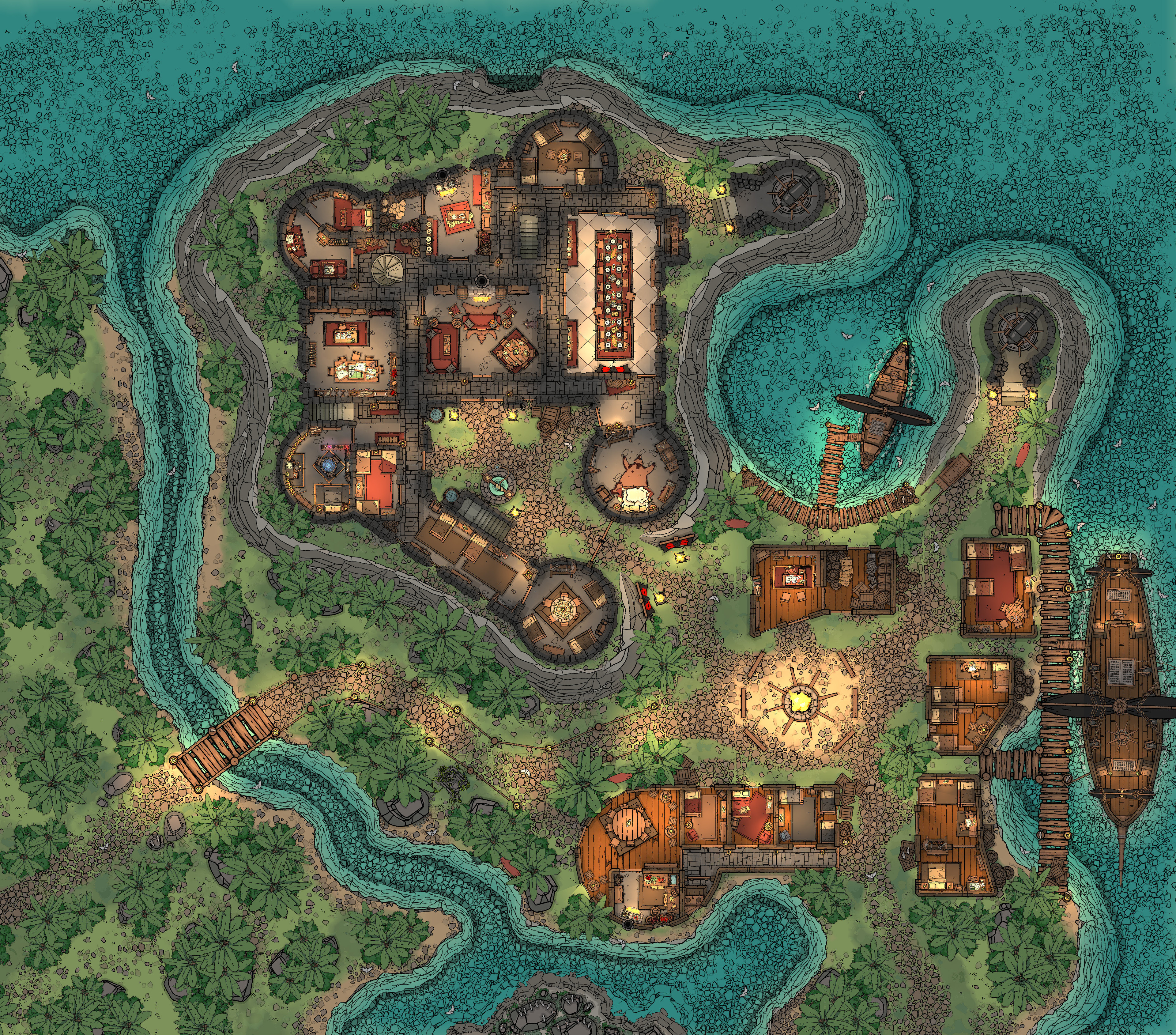 Pirate Fort, Docks &amp; Ship - Day