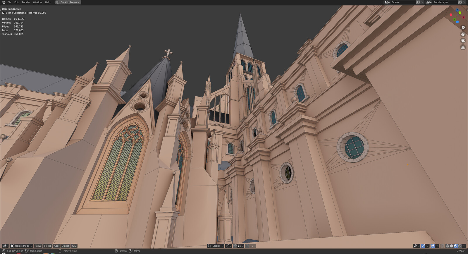 Old St.Paul's (16th century) made for Lithodomos VR - Wire details 02