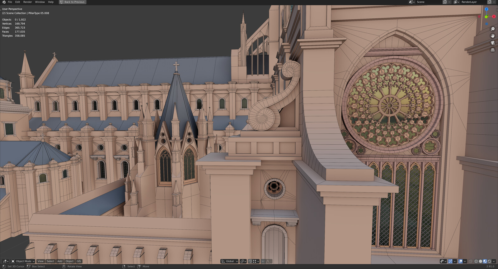 Old St.Paul's (16th century) made for Lithodomos VR - Wire details 03