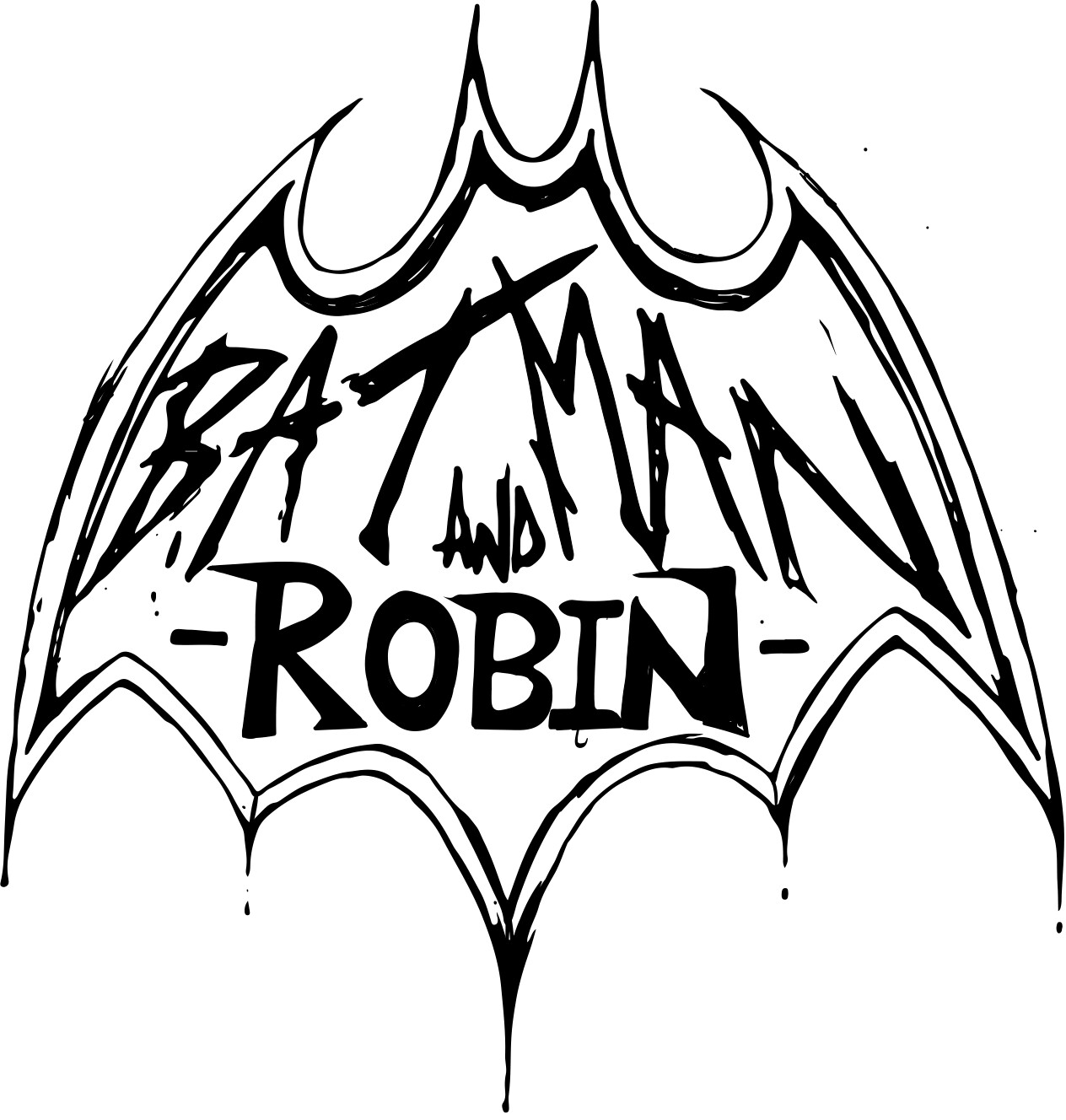 batman and robin symbol black and white