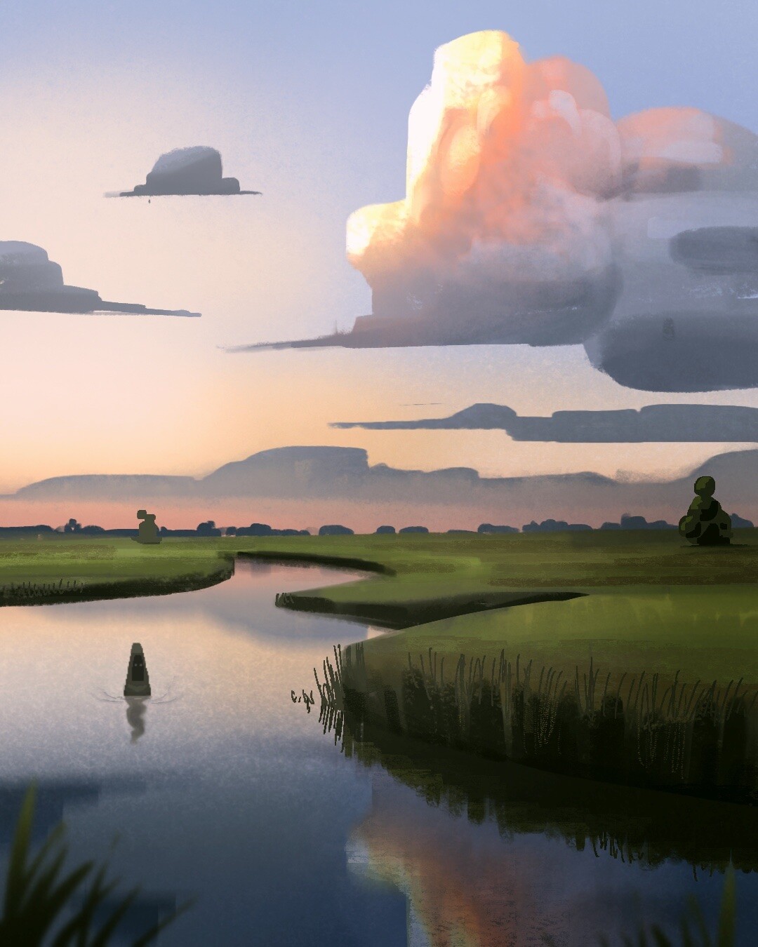 Да поли. Простенький пейзаж Procreate. Пейзажи в Procreate. Paul Rabaud