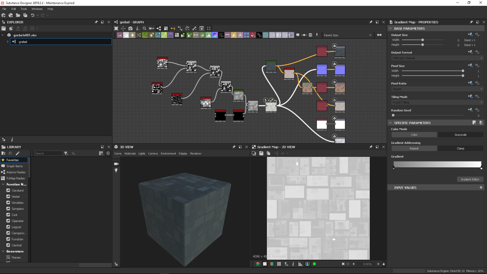 substance designer was used to make a basic grebel material